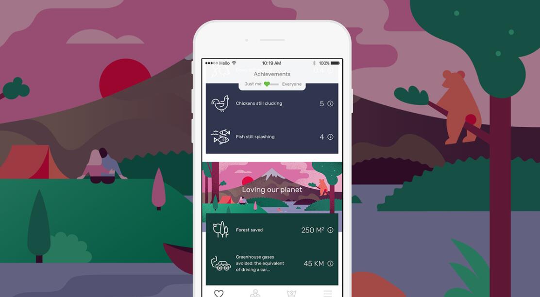 The Darwin Challenge不吃肉app應(yīng)用程序界面設(shè)計與風(fēng)景矢量插畫設(shè)計風(fēng)格 The Darwin Challenge不吃肉app應(yīng)用程序界面設(shè)計與風(fēng)景矢量插畫設(shè)計風(fēng)格