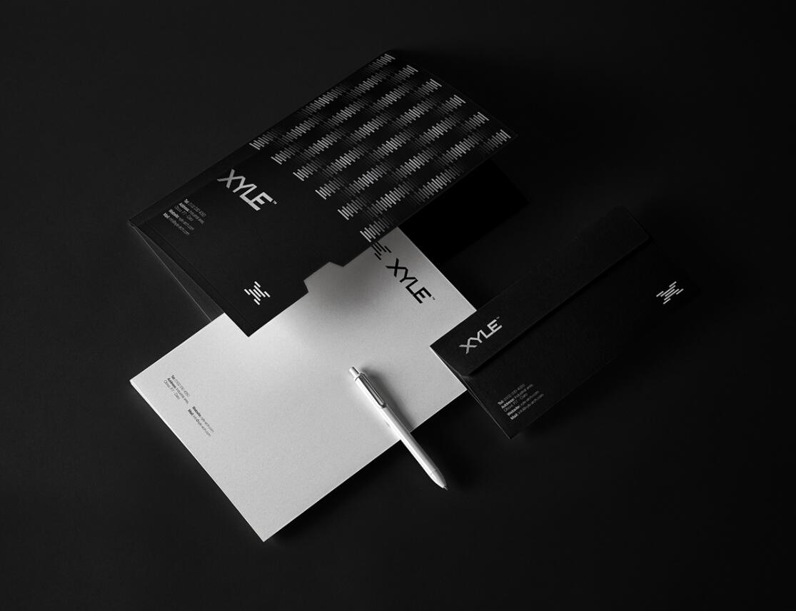 Xyle建筑設(shè)計(jì)公司logo設(shè)計(jì)品牌形象vis設(shè)計(jì)，x磚塊logo與超酷黑白漸變vi風(fēng)