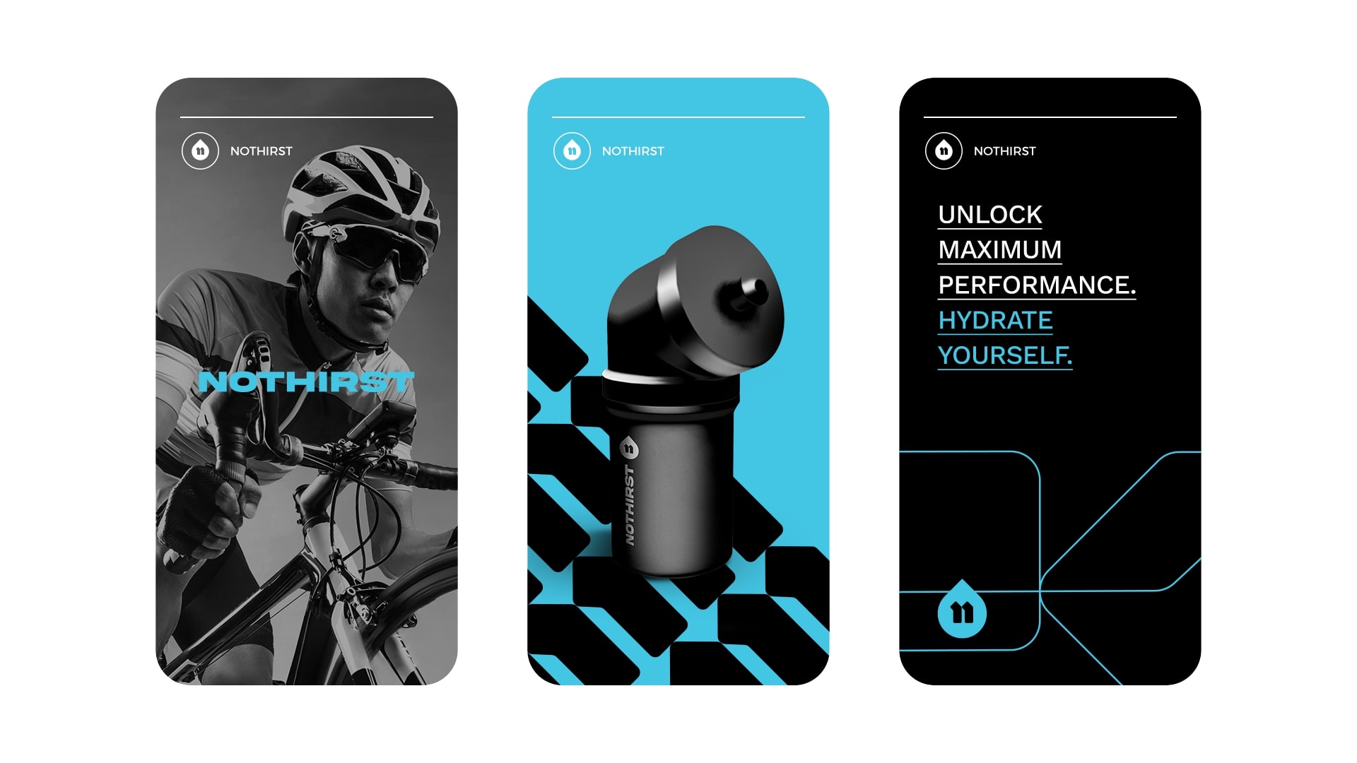 NoThirst 運(yùn)動生活方式與運(yùn)動水杯品牌形象vi設(shè)計(jì),黑籃配色+幾何底紋輔助圖形 NoThirst 運(yùn)動生活方式與運(yùn)動水杯品牌形象vi設(shè)計(jì),黑籃配色+幾何底紋輔助圖形