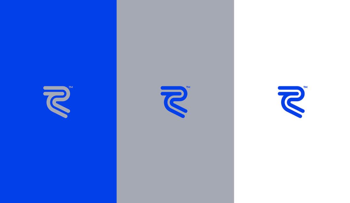 Recore 航運(yùn)公司logo設(shè)計(jì)vi設(shè)計(jì)，雙線條“R”字母與藍(lán)灰配色