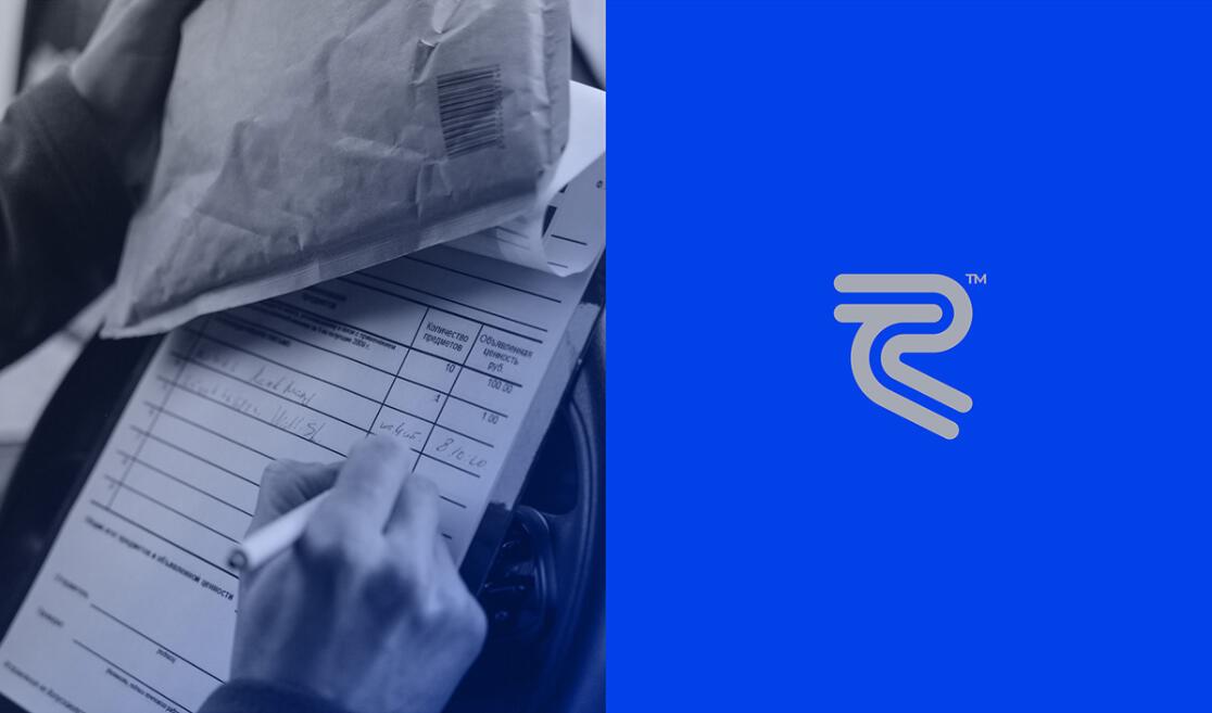 Recore 航運(yùn)公司logo設(shè)計(jì)vi設(shè)計(jì)，雙線條“R”字母與藍(lán)灰配色