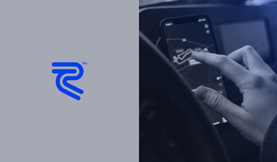 Recore 航運(yùn)公司logo設(shè)計(jì)vi設(shè)計(jì)，雙線條“R”字母與藍(lán)灰配色