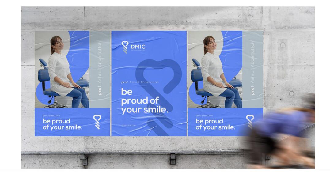 DMIC 亞科診所品牌logo-vi設(shè)計(jì)，明亮輕藍(lán)紫色搭配略灰色