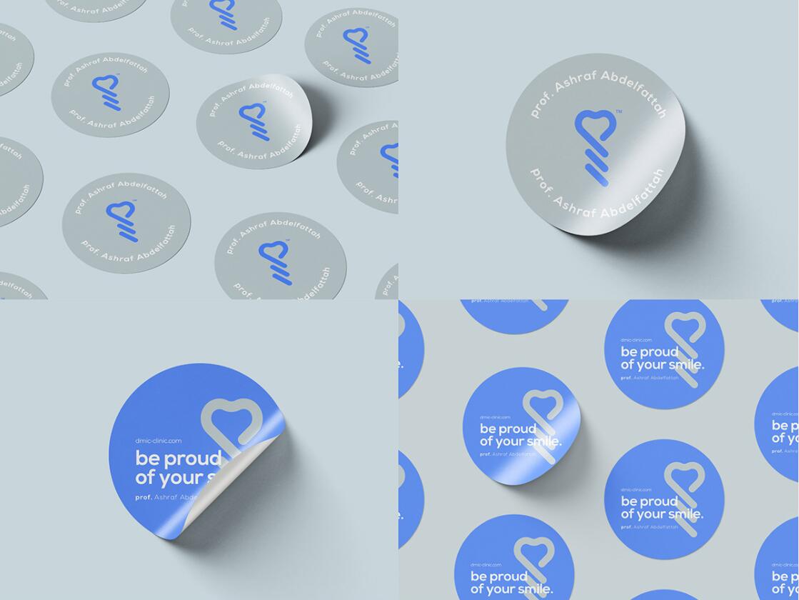 DMIC 亞科診所品牌logo-vi設(shè)計(jì)，明亮輕藍(lán)紫色搭配略灰色