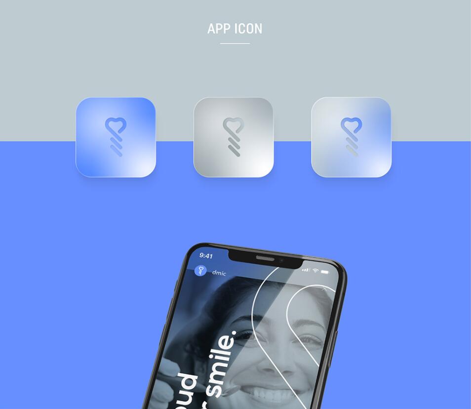 DMIC 亞科診所品牌logo-vi設(shè)計(jì)，明亮輕藍(lán)紫色搭配略灰色