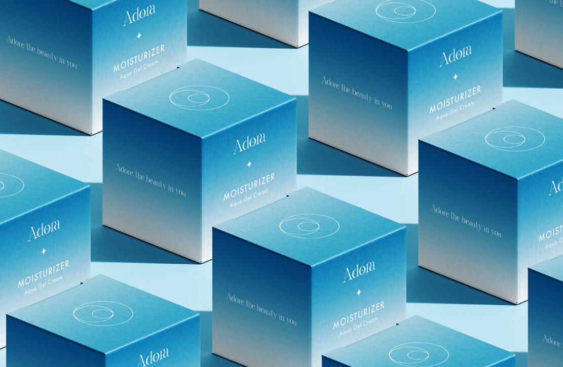 Adora護(hù)膚和美容品牌LOGO設(shè)計(jì)包裝設(shè)計(jì)，淡雅漸變風(fēng)格