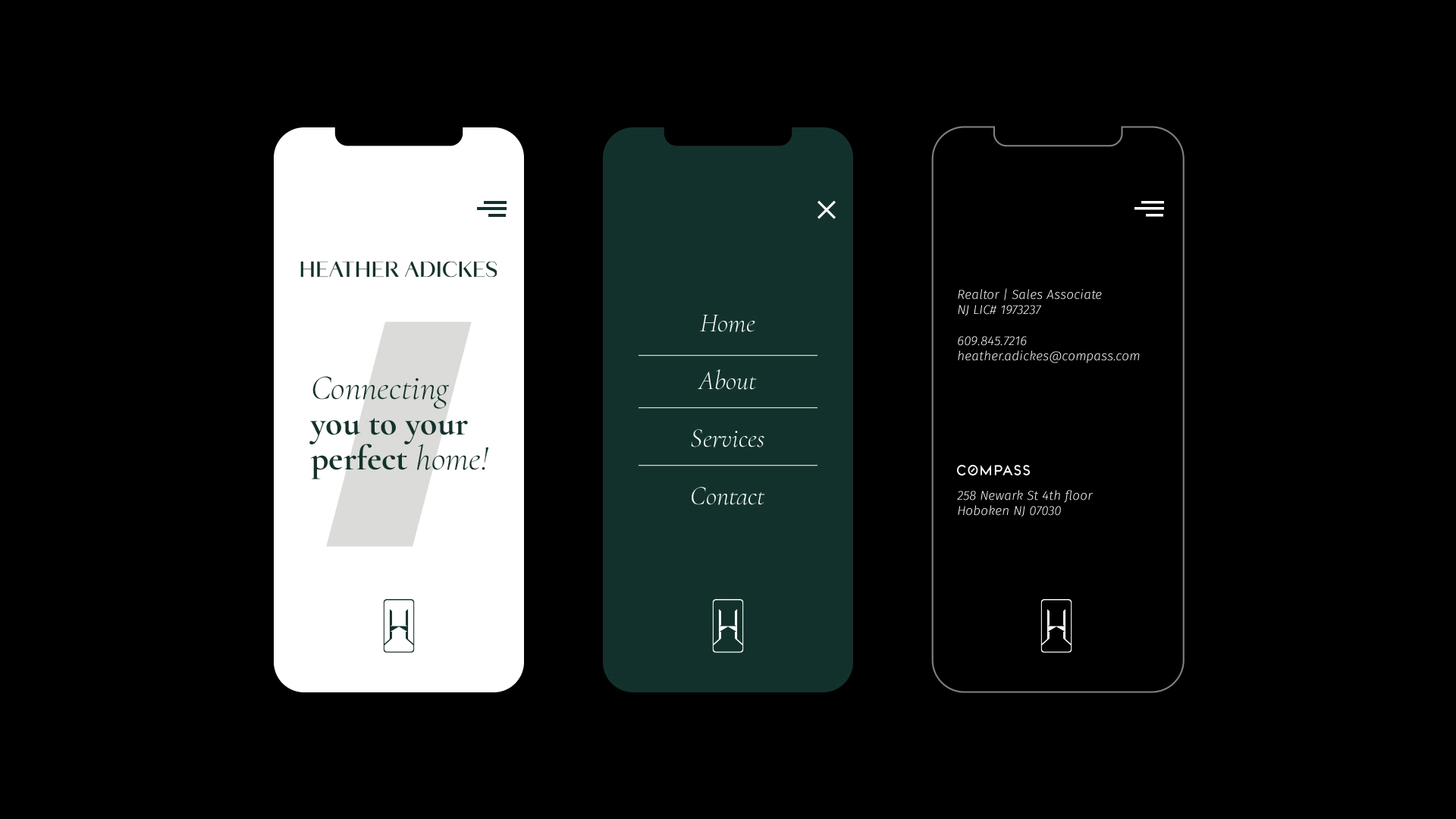 Heather Adickes房地產(chǎn)中介經(jīng)紀人品牌logo設(shè)計形象設(shè)計,字母H+橋梁+房子 Heather Adickes房地產(chǎn)中介經(jīng)紀人品牌logo設(shè)計形象設(shè)計,字母H+橋梁+房子