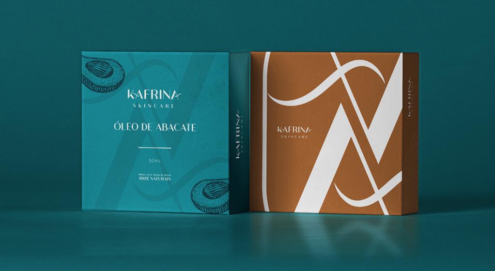 KAFRINA美容護膚產(chǎn)品品牌logo/vi/包裝設計，雙A字母+橢圓形品牌形象識別