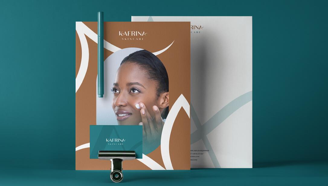 KAFRINA美容護膚產(chǎn)品品牌logo/vi設計，雙A字母+橢圓形品牌形象識別