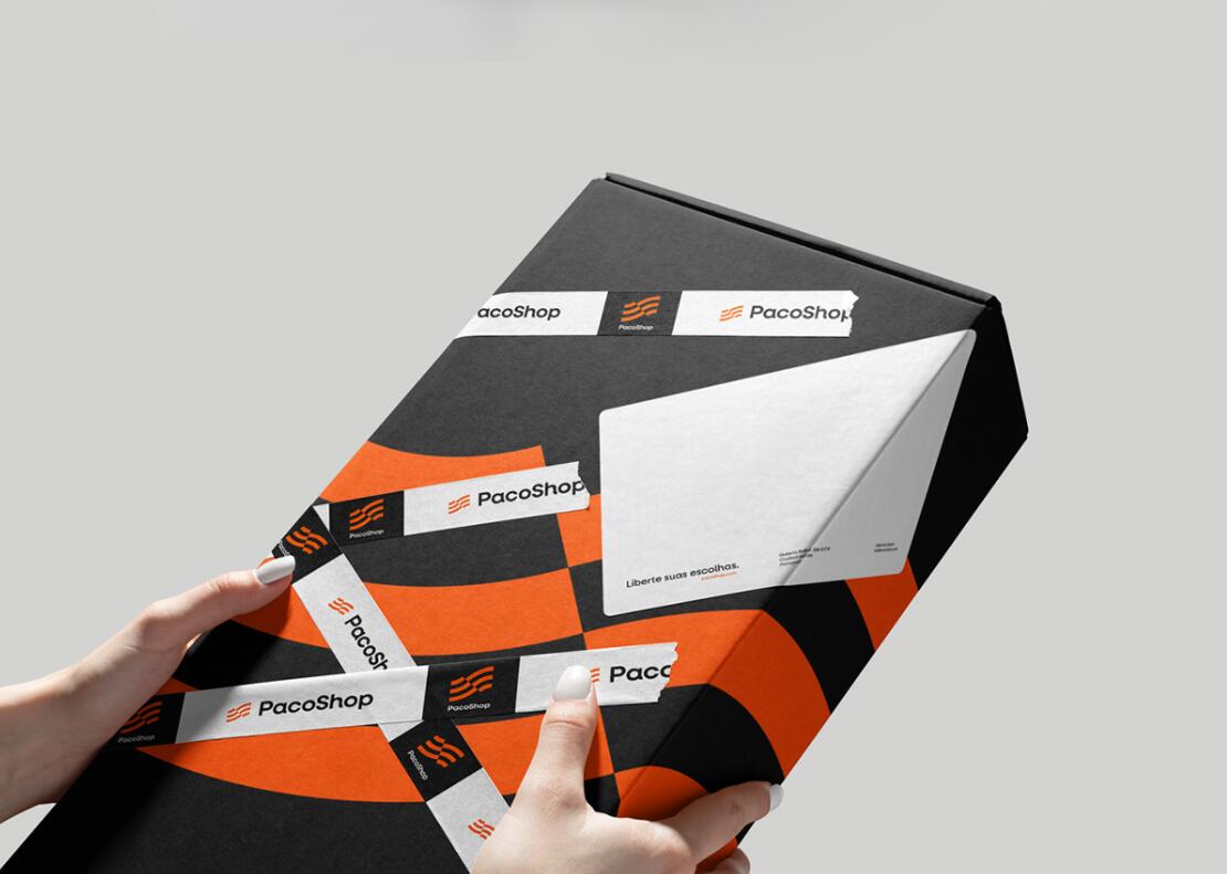 Paco進(jìn)出口電子數(shù)碼商品商店品牌logo設(shè)計vi包裝設(shè)計“線條國旗”核心視覺元素