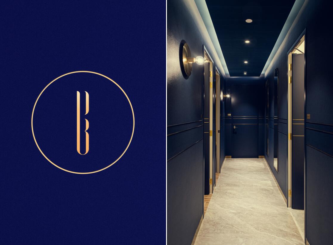 PABLO BLAU高端護膚美容會所診所logo設計品牌形象vi設計，藍金色奢華風格