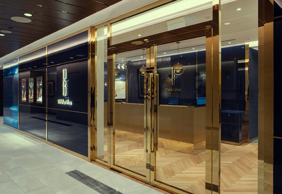 PABLO BLAU高端護膚美容會所診所logo設計品牌形象vi設計，藍金色奢華風格