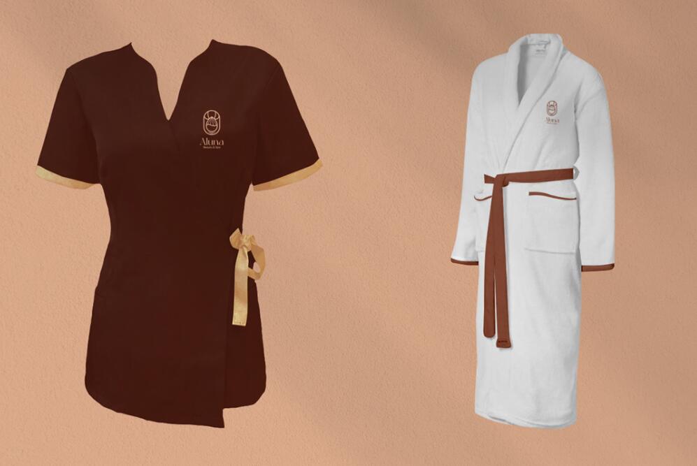 Aluna 女子美容水療中心logo設(shè)計(jì)品牌形象vi設(shè)計(jì)，高端優(yōu)雅暖色放松氛圍