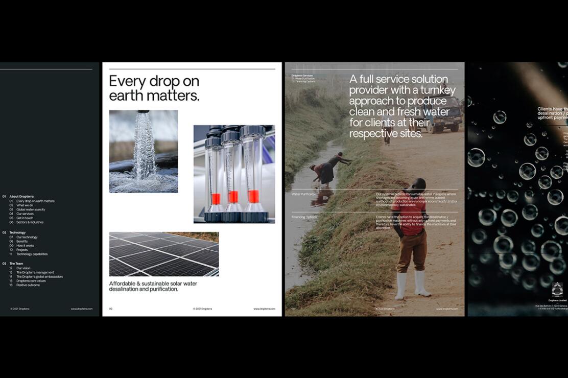 Dropterra 淡水清潔凈化公司logo設(shè)計(jì)“線條水滴”元素