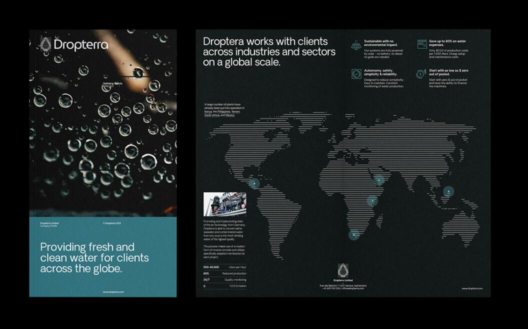 Dropterra 淡水清潔凈化公司logo設(shè)計(jì)“線條水滴”元素