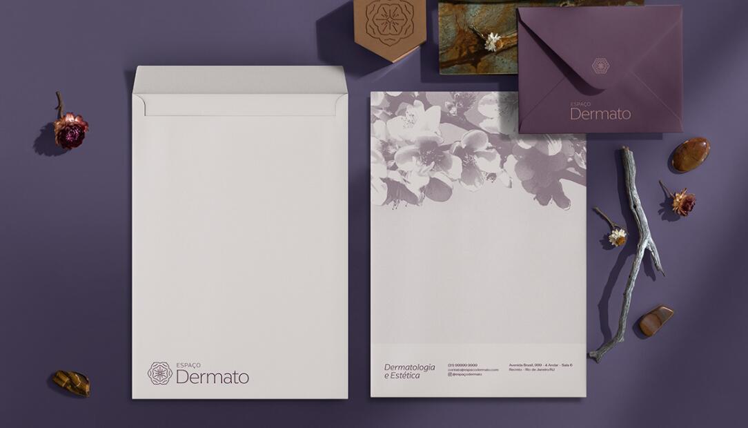 Espa?o Dermato 皮膚病醫(yī)療診所及醫(yī)美醫(yī)院logo設(shè)計(jì)vi設(shè)計(jì)，桃花元素