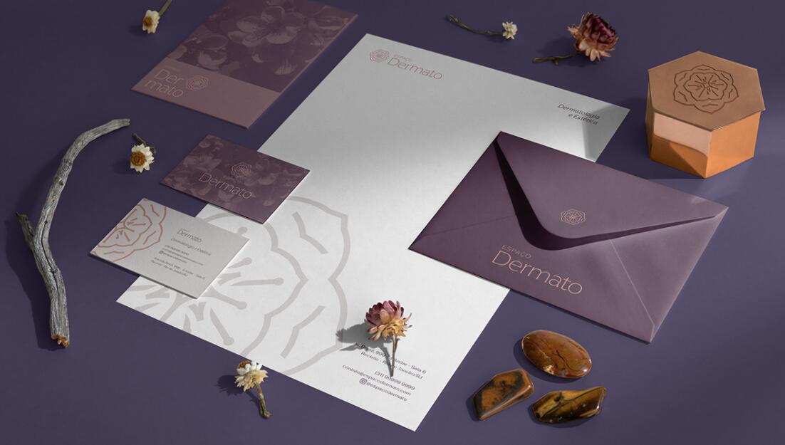 Espa?o Dermato 皮膚病醫(yī)療診所及醫(yī)美醫(yī)院logo設(shè)計(jì)vi設(shè)計(jì)，桃花元素