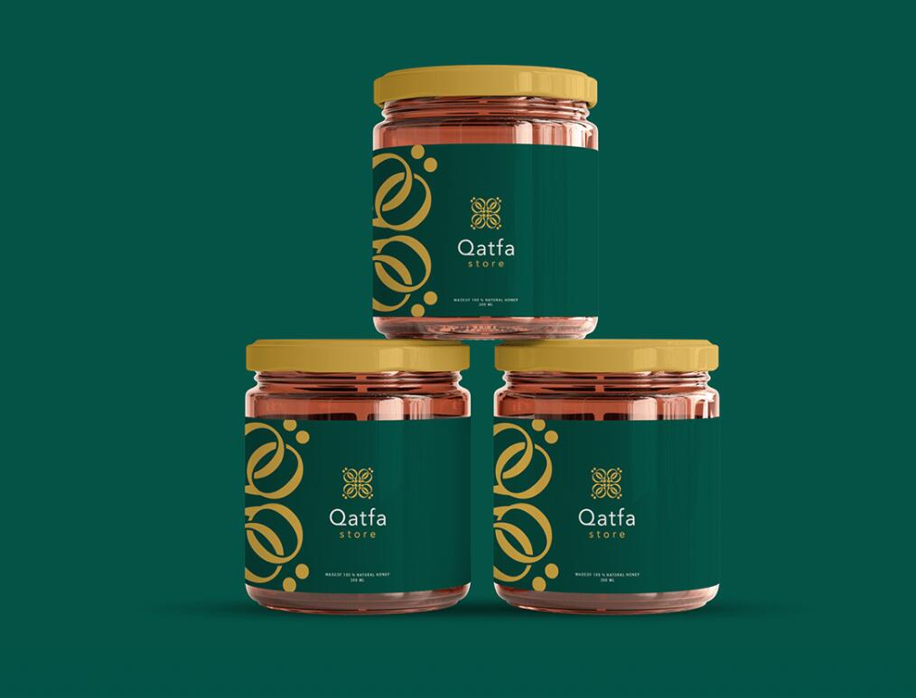 Qatfa 蜂蜜在線商店對(duì)稱Q字母logo設(shè)計(jì)產(chǎn)品包裝設(shè)計(jì)
