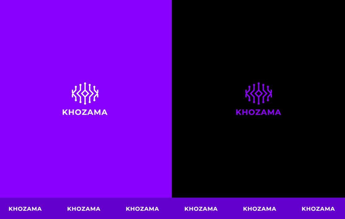 Khozama數碼科技電子產品在線商店品牌logo設計vi設計，“字母k+電路”圖案