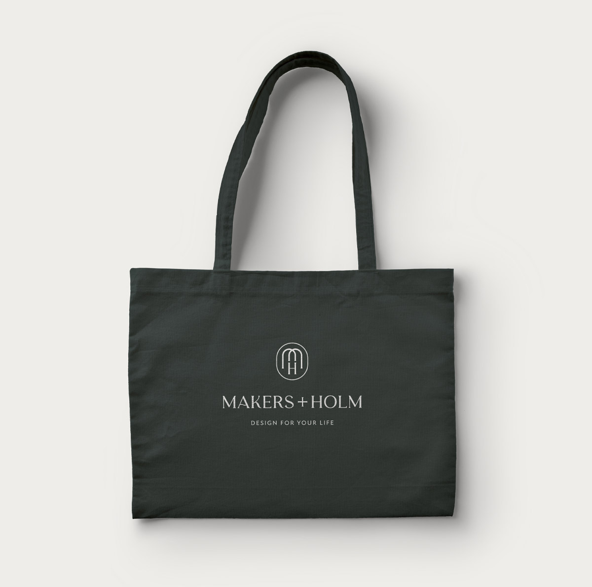 Makers+Holm 全屋建材家居家具品牌logo設(shè)計“MH“花押字母徽標(biāo)，自然優(yōu)雅