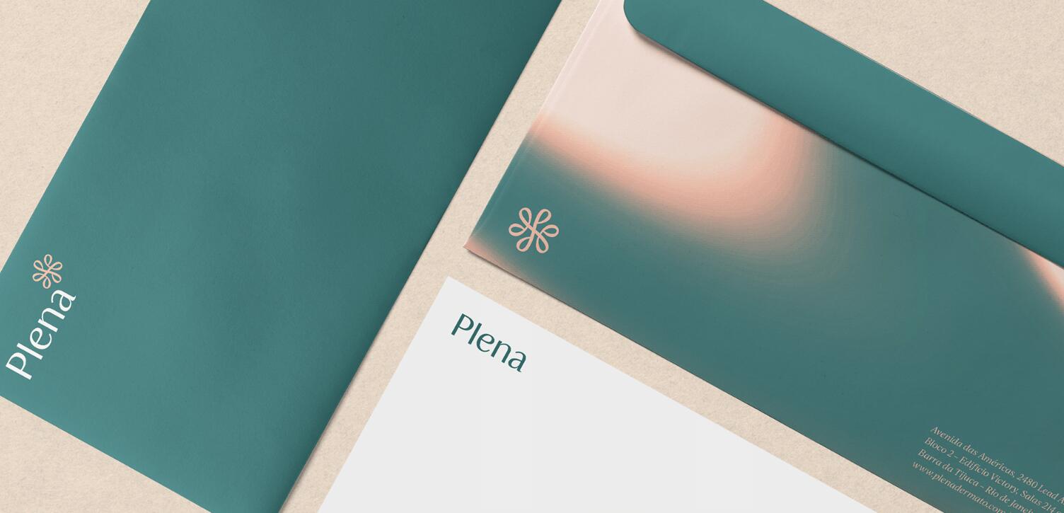 Plena皮膚科美容護(hù)理診所logo設(shè)計品牌vi形象設(shè)計，綠粉雙色漸變風(fēng)格