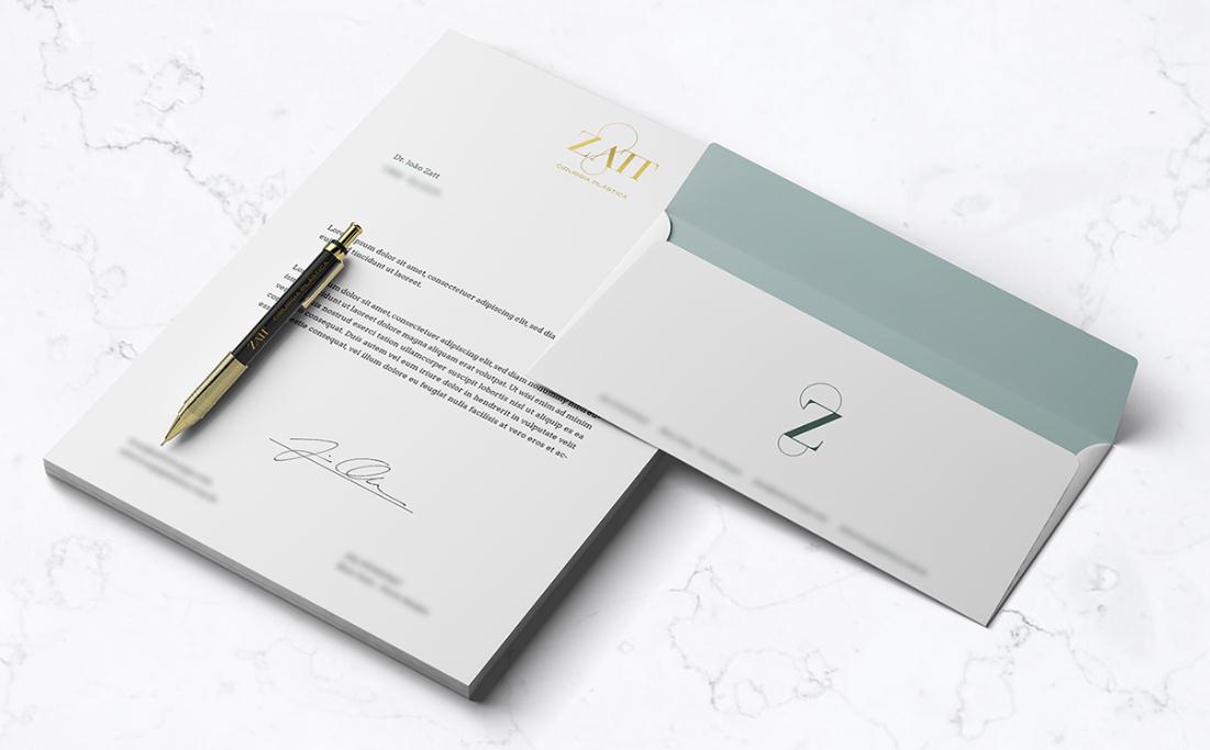 Zatt 美容整形外科診所logo設(shè)計(jì)vi設(shè)計(jì)，綠金配色清新精致風(fēng)格