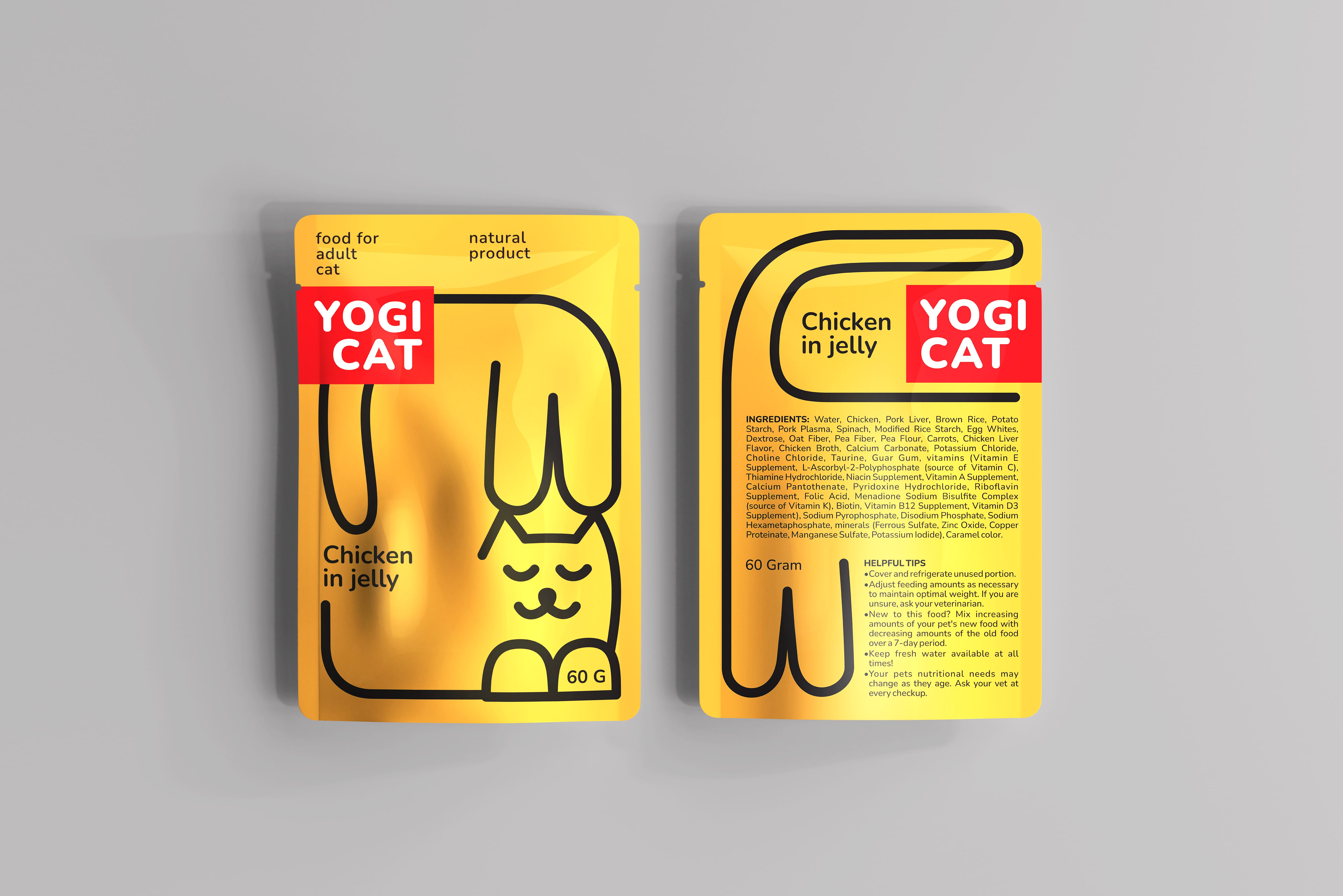 寵物食品包裝：Yogi Cat 貓咪濕糧包裝設(shè)計(jì)“極簡線條插畫”