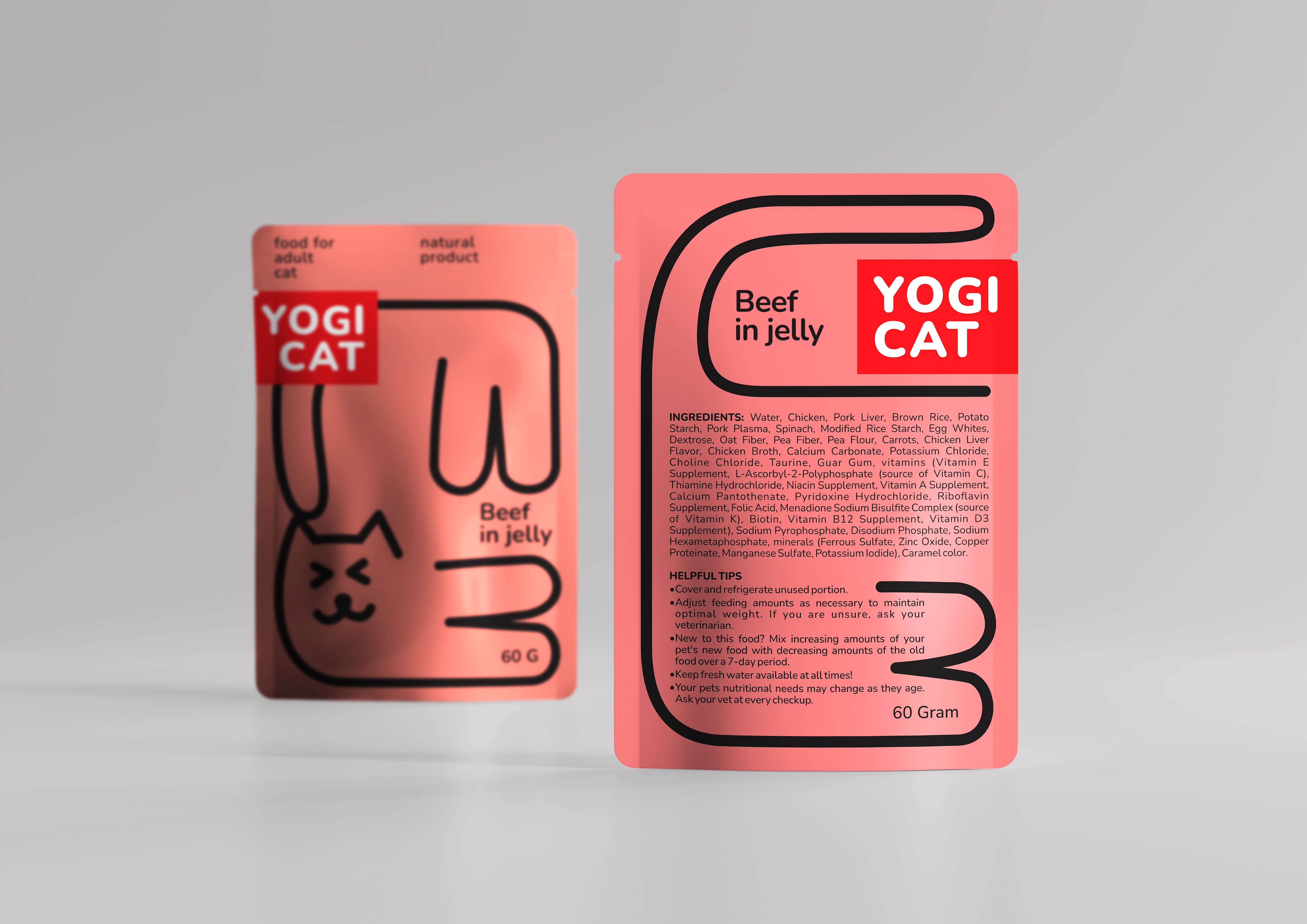 寵物食品包裝：Yogi Cat 貓咪濕糧包裝設(shè)計(jì)“極簡線條插畫”