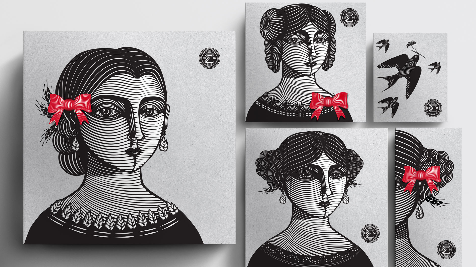 Eugenia 面包糕點(diǎn)包裝設(shè)計(jì)，非常藝術(shù)的女性頭像黑白線條插畫