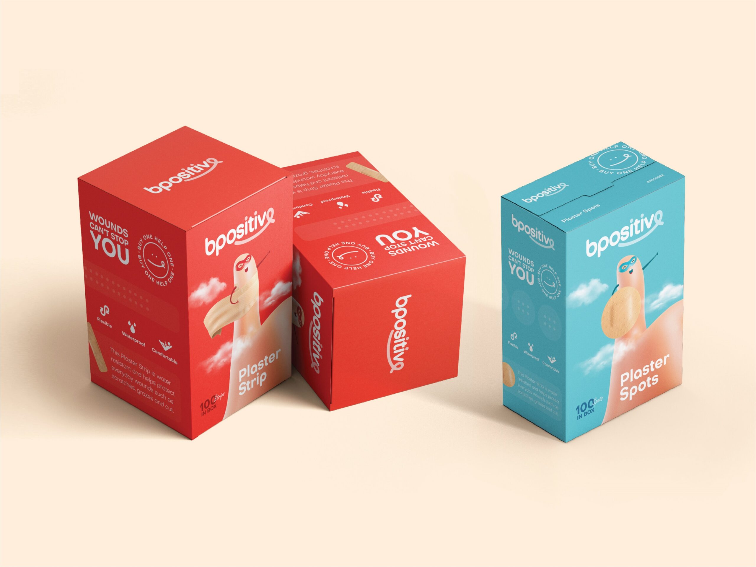 BPositive創(chuàng)可貼包裝設(shè)計(jì),3D擬人卡通手部造型 BPositive創(chuàng)可貼包裝設(shè)計(jì),3D擬人卡通手部造型