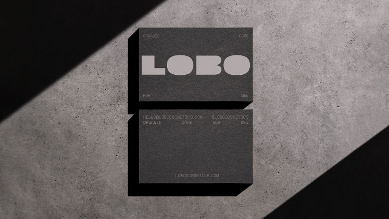 LOBO 男性有機(jī)護(hù)膚化妝品品牌logo設(shè)計(jì)包裝設(shè)計(jì)，黑灰粗體字風(fēng)格