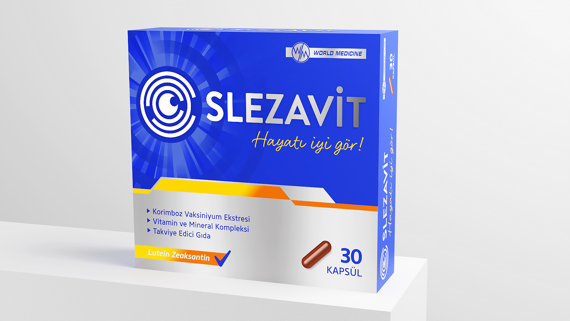 Slezavit 眼睛維生素健康保健品膠囊包裝設(shè)計，突出品牌商標