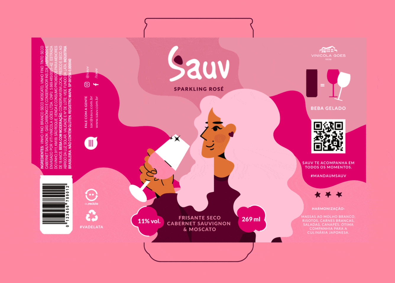 Sauv罐裝葡萄酒標(biāo)簽包裝設(shè)計和時尚人物插圖,開發(fā)年輕人更廣泛日常使用場景 Sauv罐裝葡萄酒標(biāo)簽包裝設(shè)計和時尚人物插圖,開發(fā)年輕人更廣泛日常使用場景