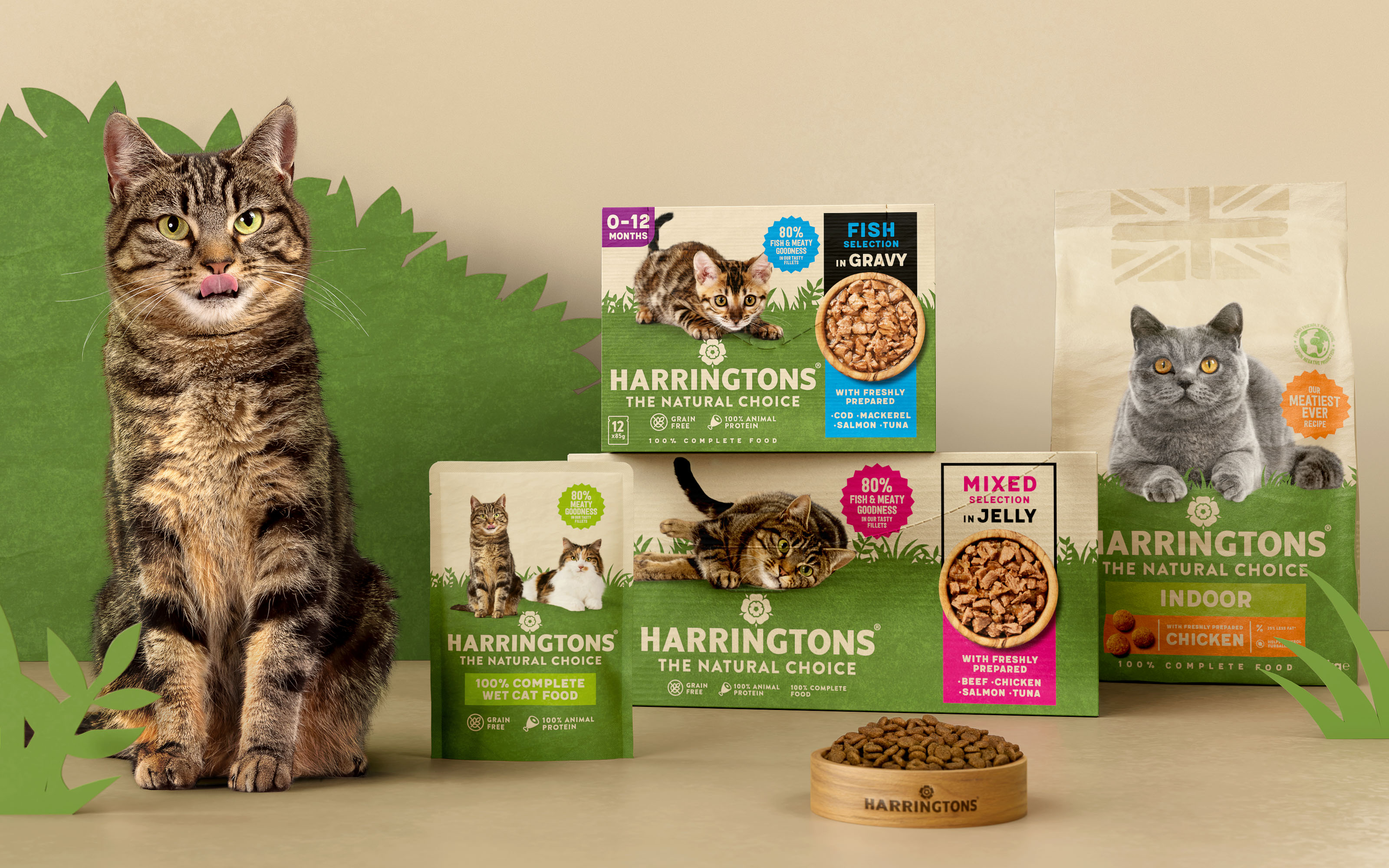 Harringtons哈靈頓貓糧狗糧寵物食品包裝設(shè)計,“草地動物”視覺貫穿所有包裝 Harringtons哈靈頓貓糧狗糧寵物食品包裝設(shè)計,“草地動物”視覺貫穿所有包裝