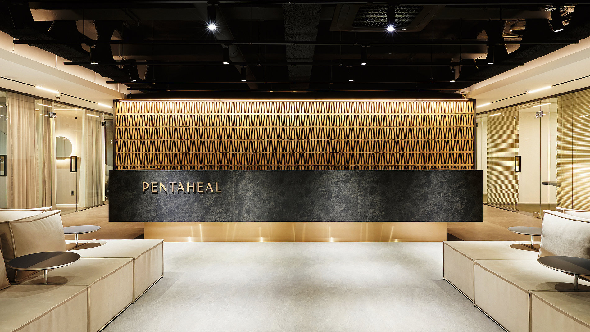 PENTAHEAL 私人醫(yī)療診所logo設(shè)計(jì)vi設(shè)計(jì)，字母P、T和H組成醫(yī)學(xué)十字符號(hào)