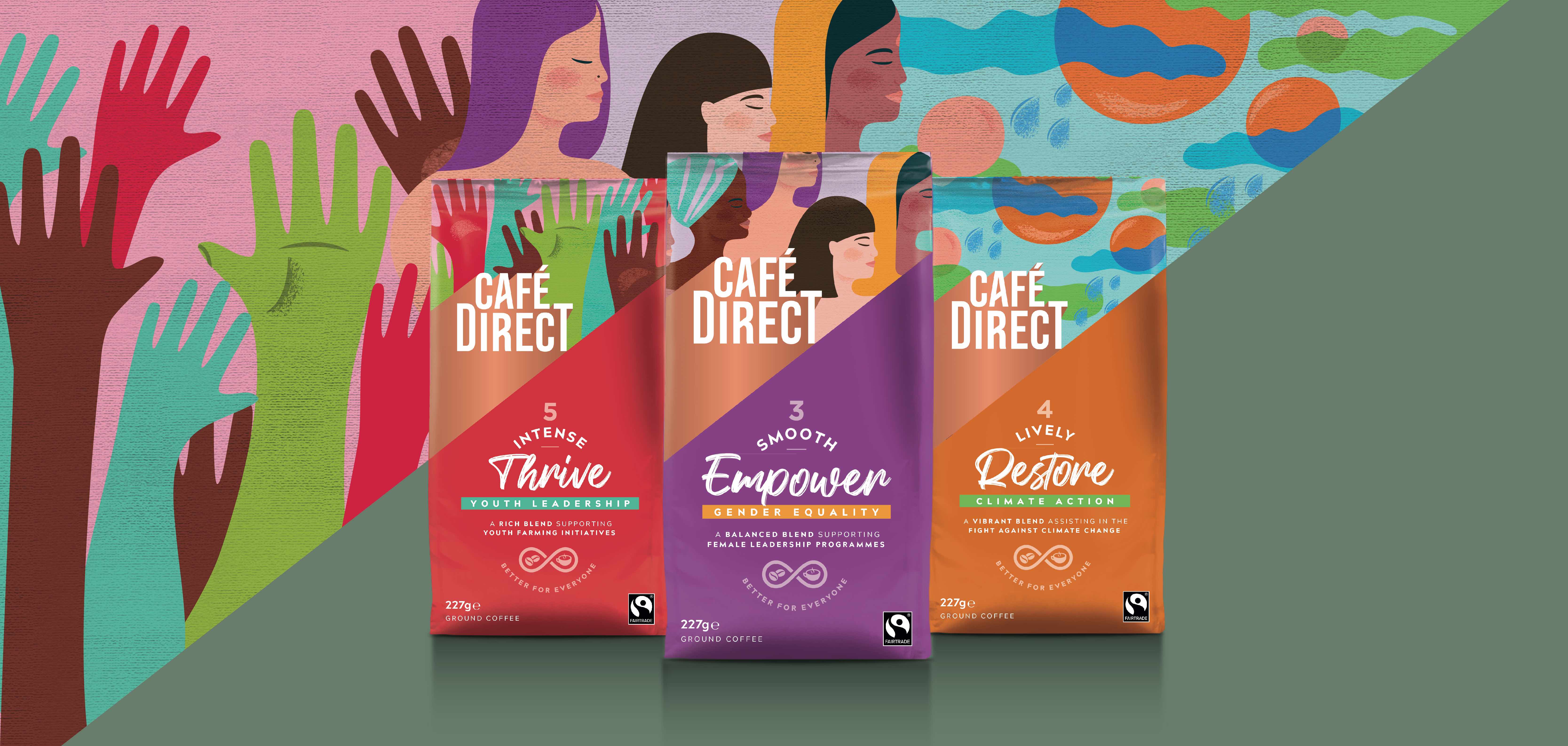 Cafédirect 袋裝咖啡包裝設(shè)計(jì)“斜版時(shí)尚年輕”風(fēng)格