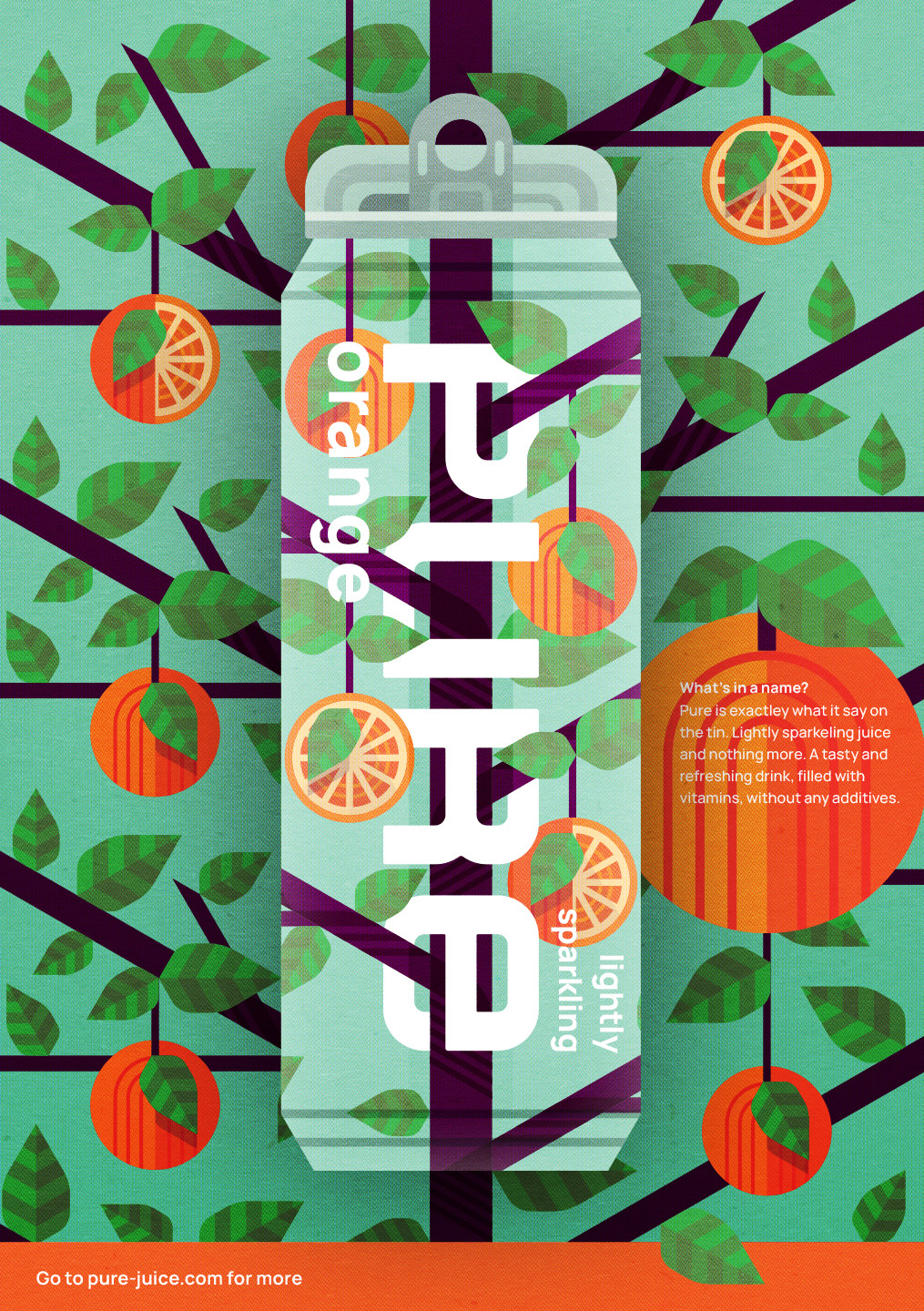 PURE罐裝蘇打水氣泡濃縮果汁飲料包裝設(shè)計(jì)“幾何圖案風(fēng)格”