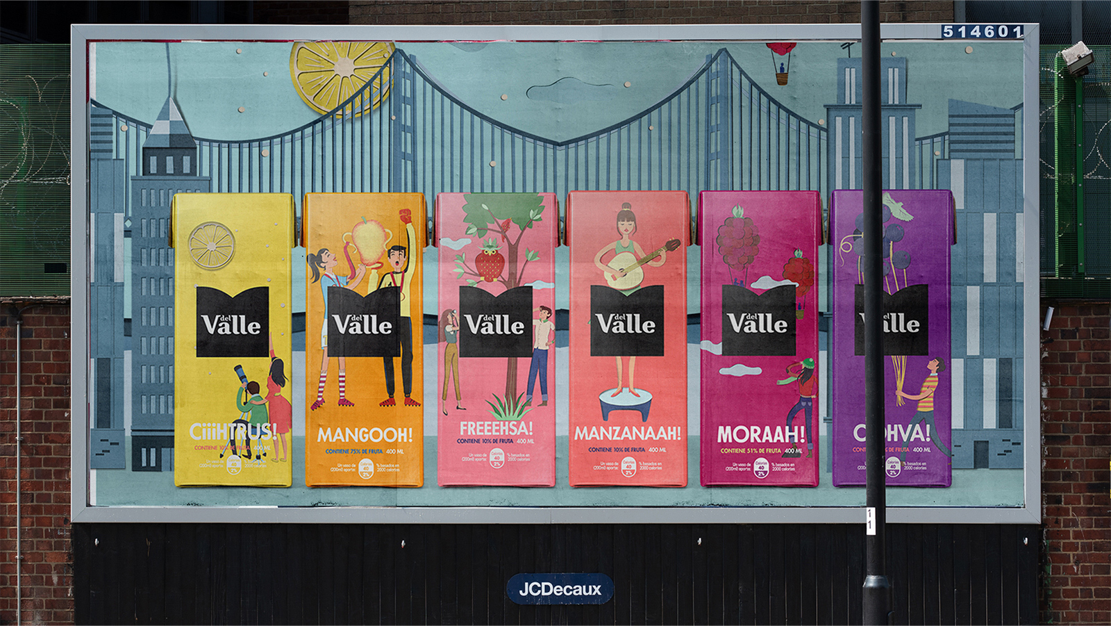 DEL VALLE 果汁包裝設(shè)計(jì)，少男少女+水果場景創(chuàng)意插畫