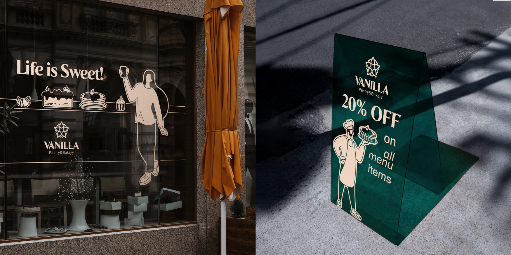 VANILA 面包店品牌形象logo設(shè)計與扁平插畫設(shè)計