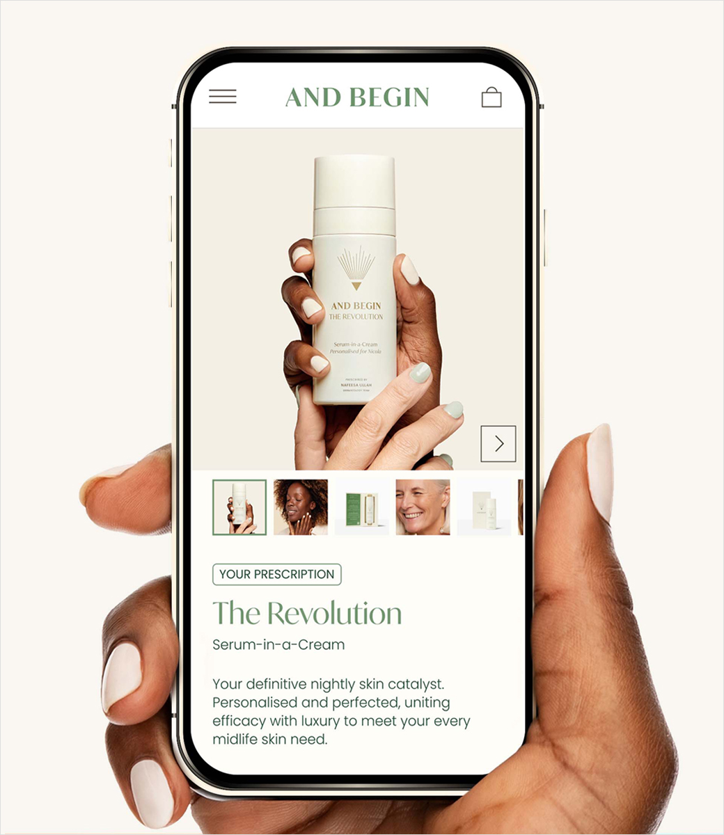 and Begin”中年女性護膚品品牌logo設(shè)計包裝設(shè)計“棱鏡光線”