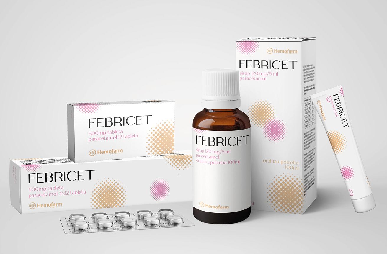 FEBRICET 乙酰氨基酚感冒藥包裝設(shè)計(jì)“女性圓點(diǎn)”風(fēng)格