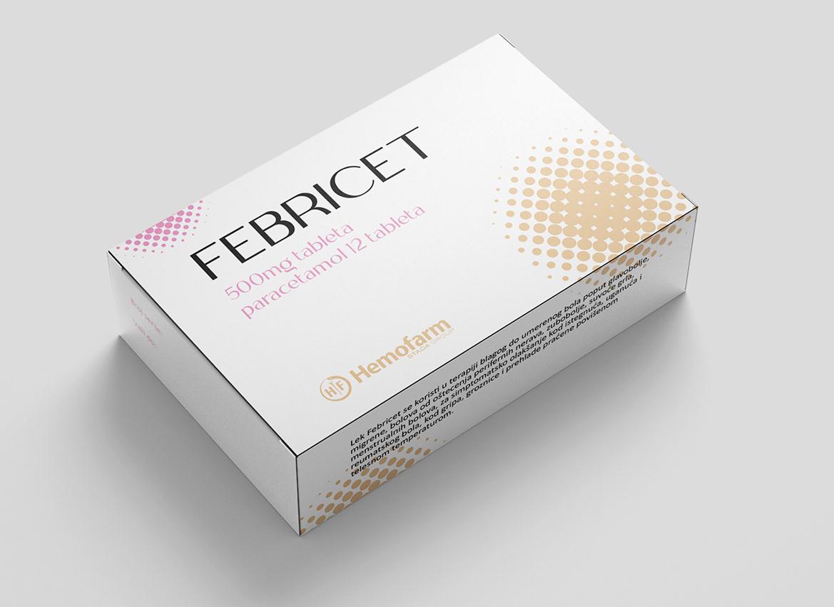 FEBRICET 乙酰氨基酚感冒藥包裝設(shè)計(jì)“女性圓點(diǎn)”風(fēng)格