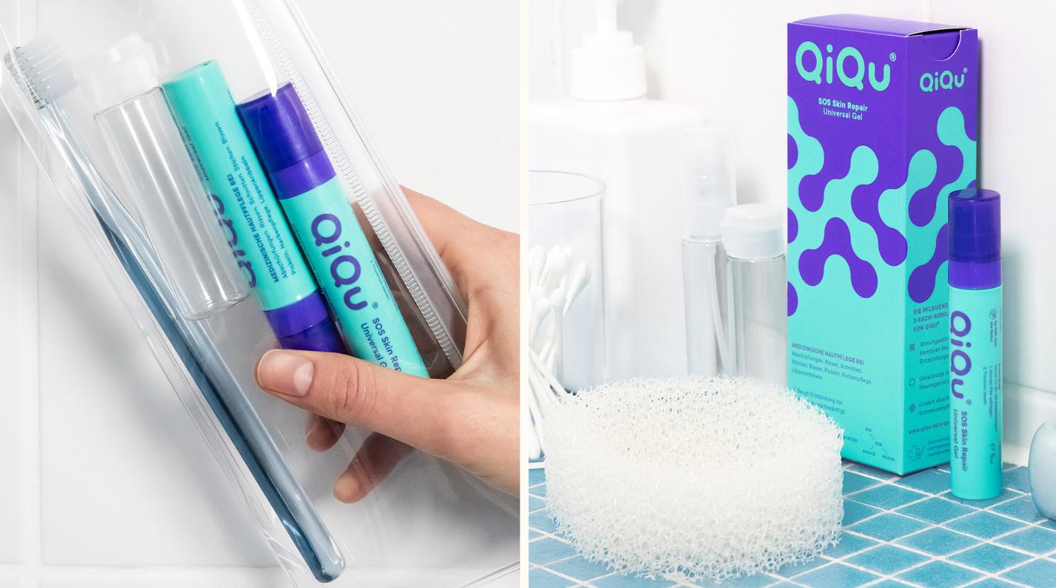 QIQU殼聚糖新型皮膚修復(fù)產(chǎn)品品牌策劃包裝設(shè)計，強烈對比色