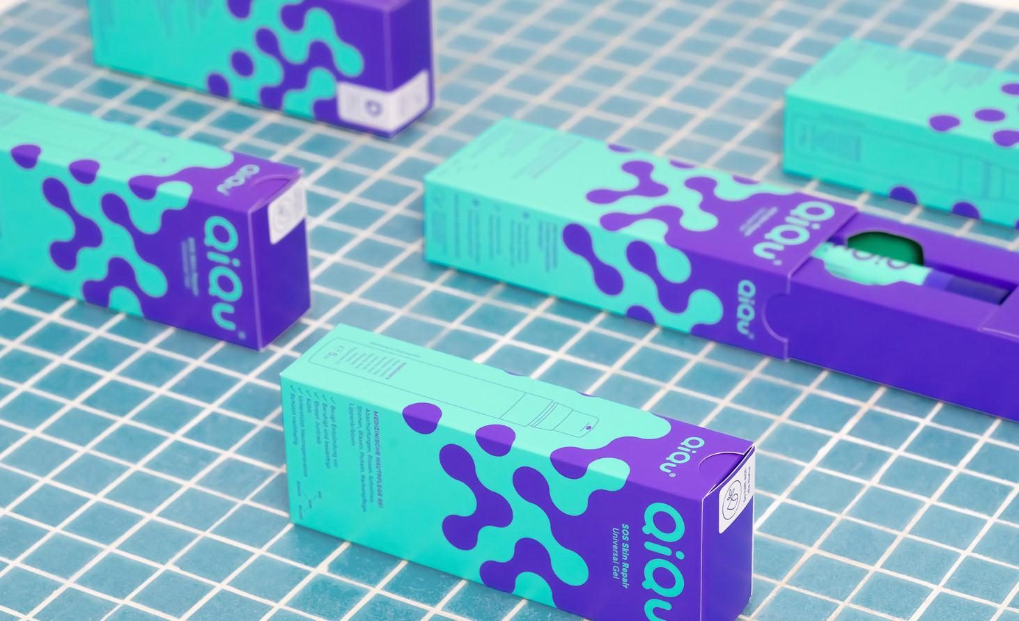 QIQU殼聚糖新型皮膚修復(fù)產(chǎn)品品牌策劃包裝設(shè)計，強烈對比色