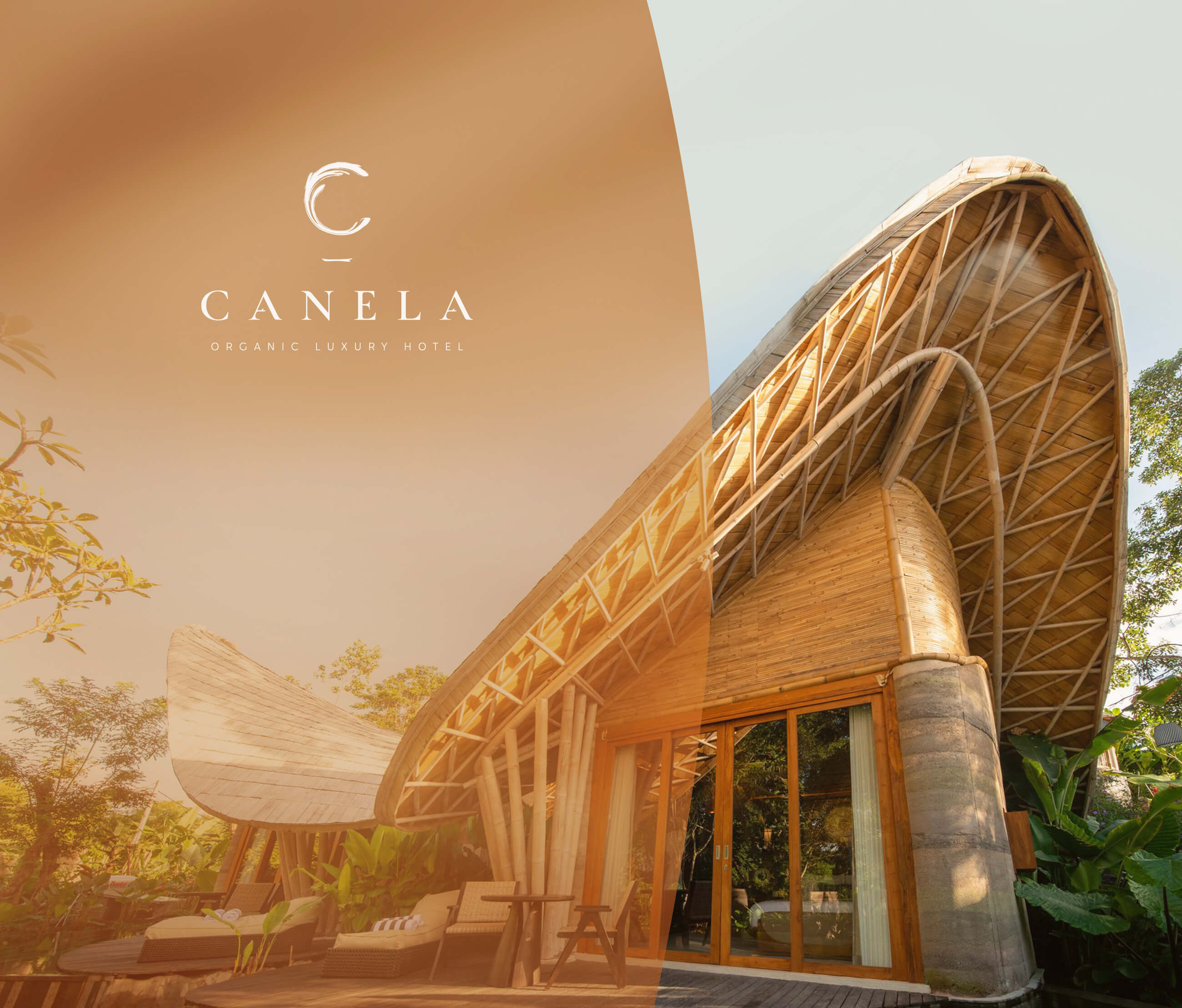巴西有機(jī)豪華酒店藝術(shù)建筑項(xiàng)目 Canela 創(chuàng)建品牌logo設(shè)計(jì)和藝術(shù)指導(dǎo)，彎曲肉桂C字母元素