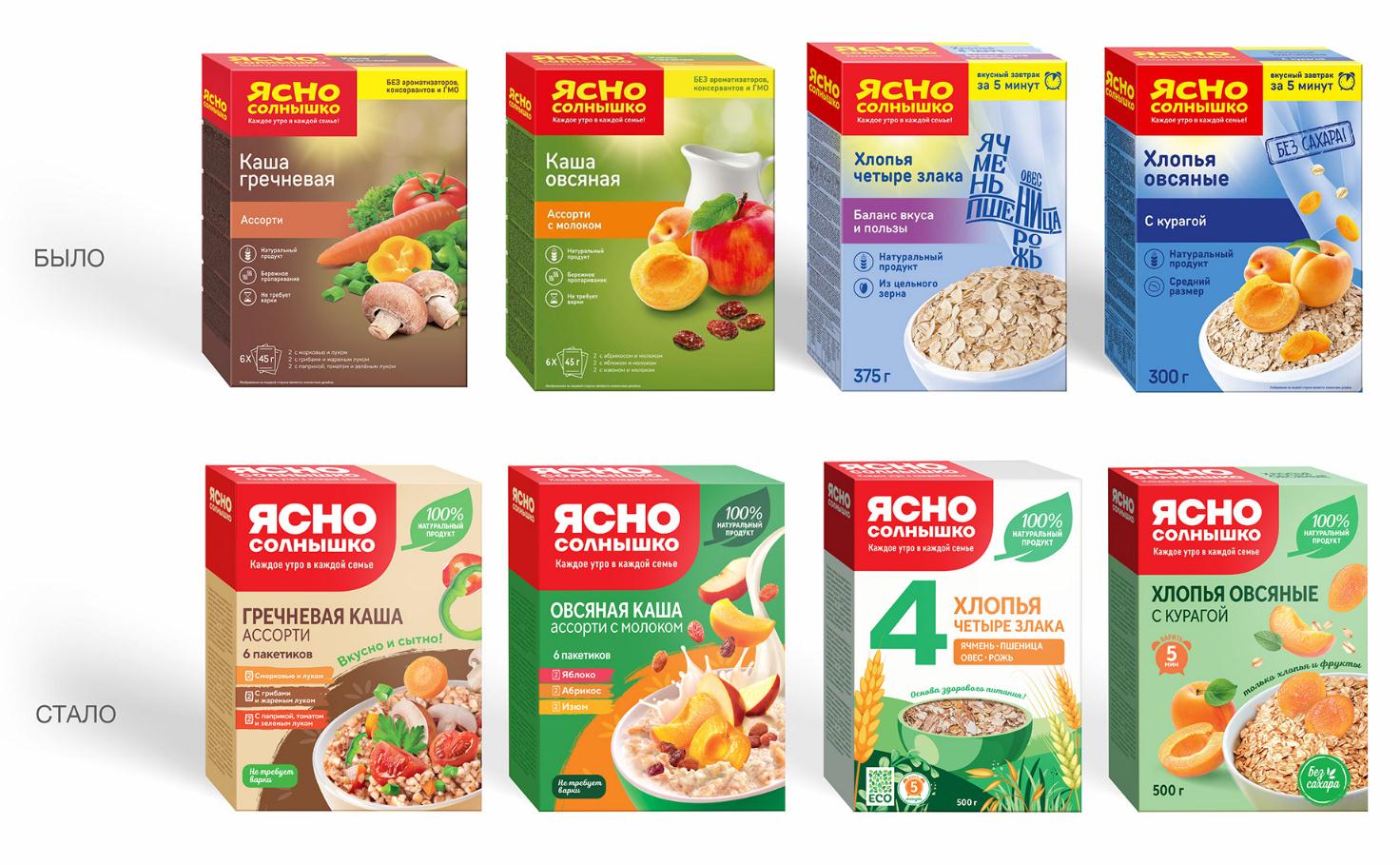 Yasno Solnyshko俄羅斯谷物早餐食品品牌包裝更新策劃設(shè)計，更高的品質(zhì)與信息傳
