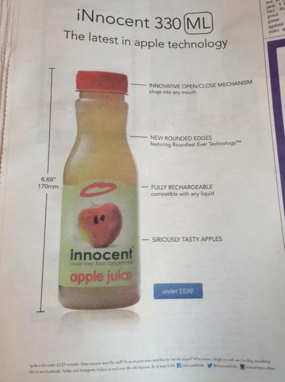 Innocent 果汁仿蘋果廣告 Innocent 果汁仿蘋果廣告