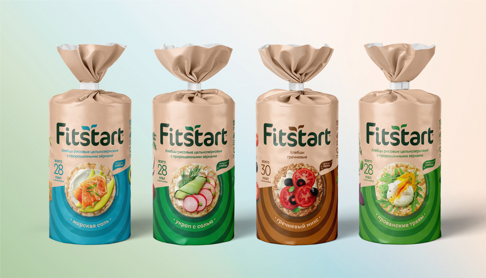 Fitstart 袋裝面包更新包裝設(shè)計(jì)與logo，融合自然+同心半圓圈識(shí)別設(shè)計(jì)