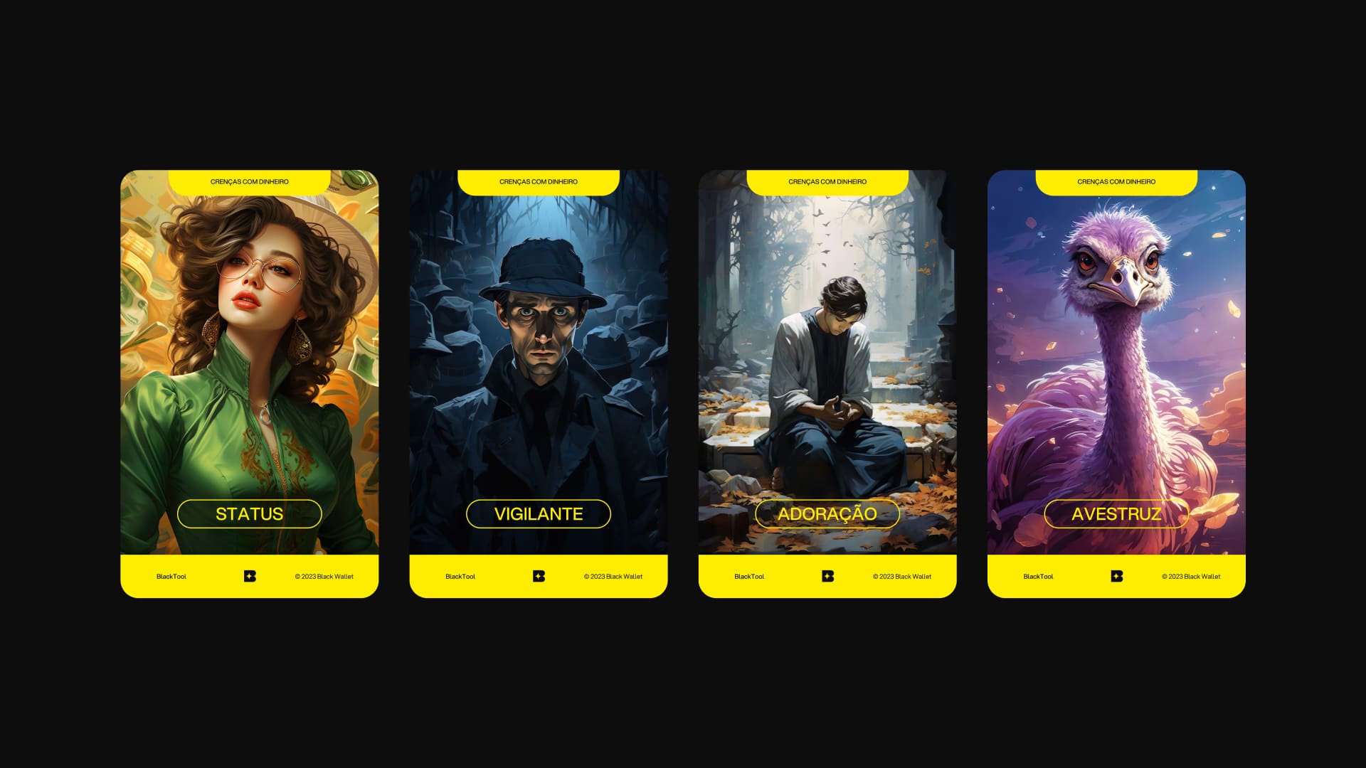 Black Wallet 財(cái)務(wù)規(guī)劃和投資咨詢金融公司vi設(shè)計(jì)企業(yè)形象設(shè)計(jì)，黃色B字母+星元素