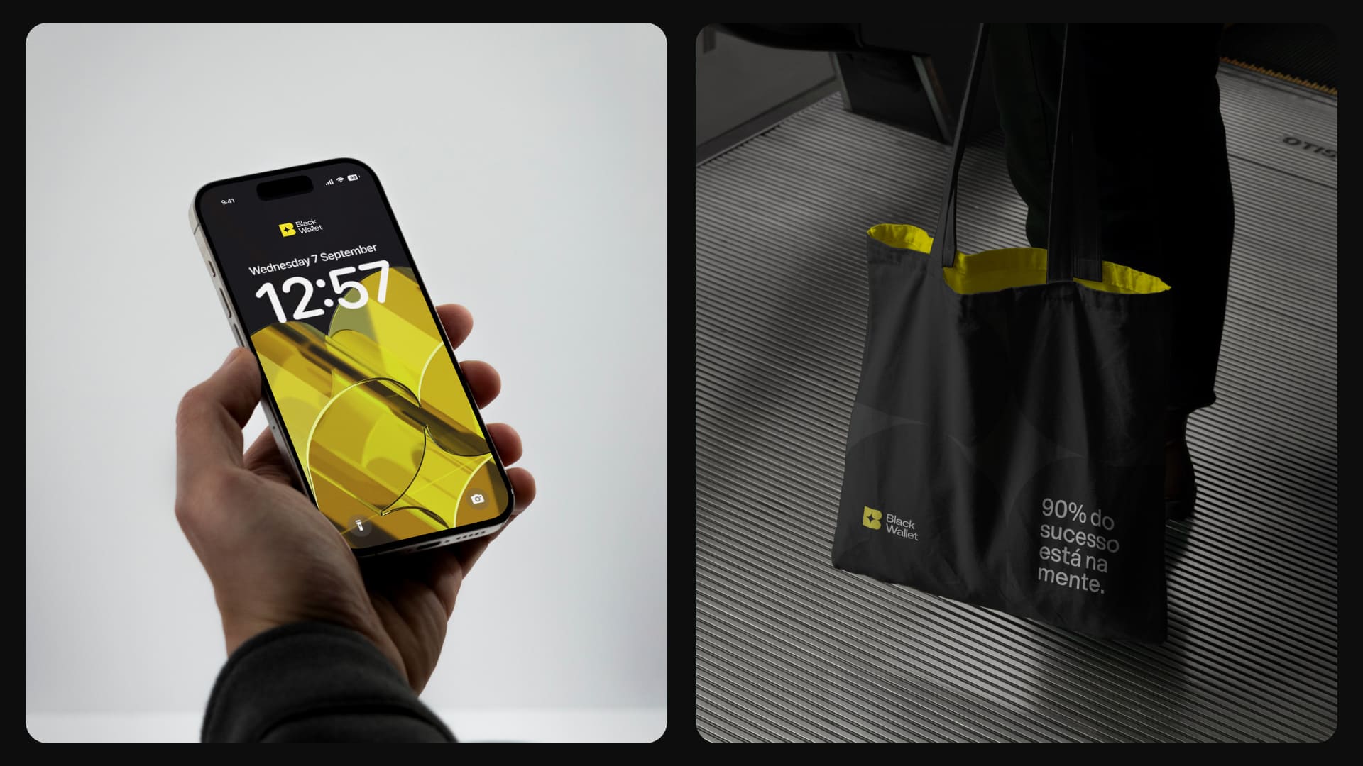 Black Wallet 財(cái)務(wù)規(guī)劃和投資咨詢金融公司vi設(shè)計(jì)企業(yè)形象設(shè)計(jì)，黃色B字母+星元素